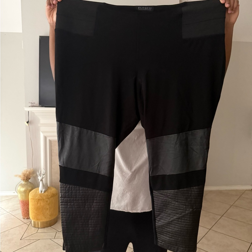Eloquii Black Leggings with Textured Panels